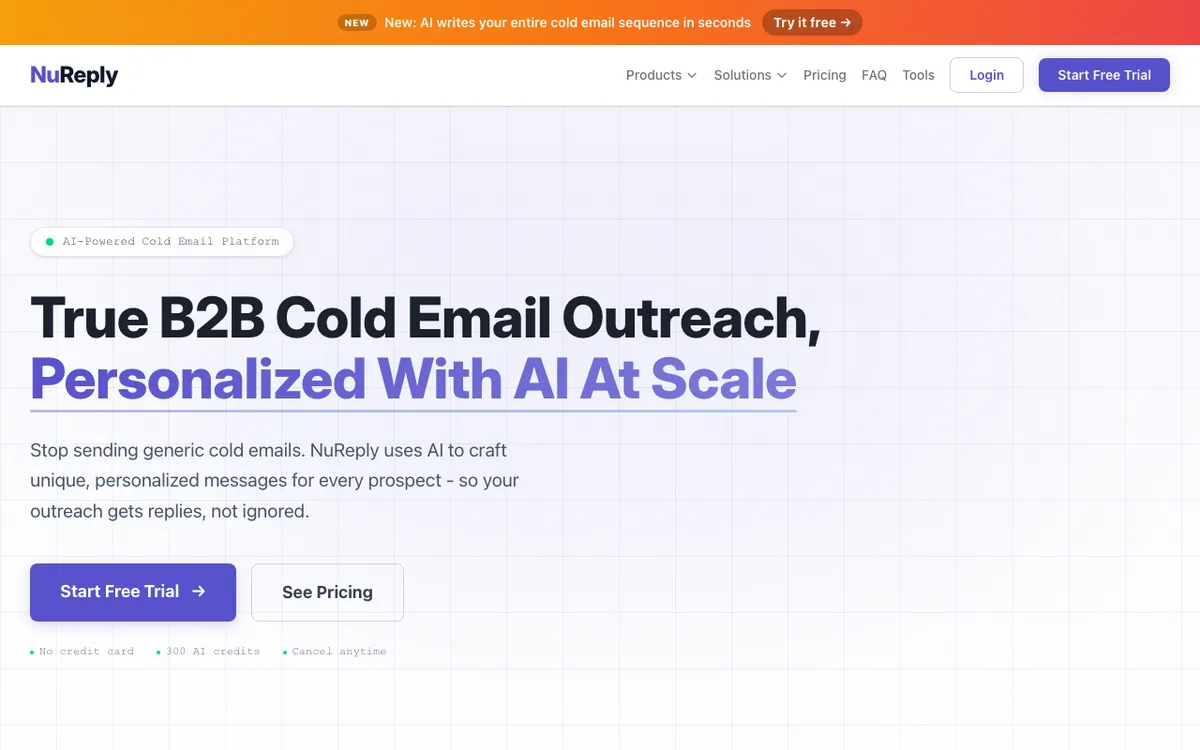 Screenshot of the live NuReply website
